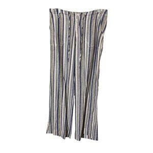 Just Living‎ Womens Striped Linen Blend Pants M Pull On  Beachy Boho Lagom